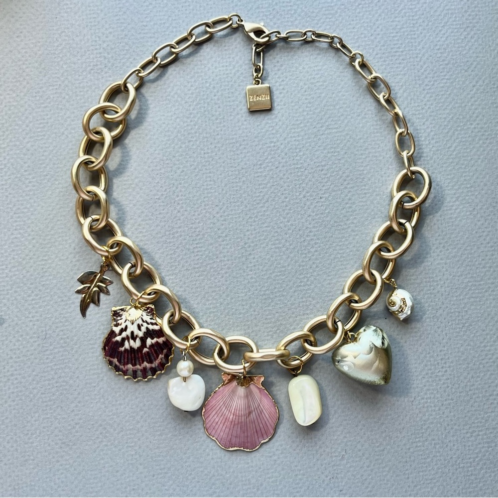 Chunky Mermaid Gold Tone Charm Necklace